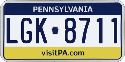 PA license plate LGK8711