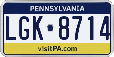 PA license plate LGK8714