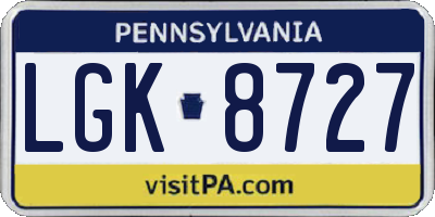 PA license plate LGK8727