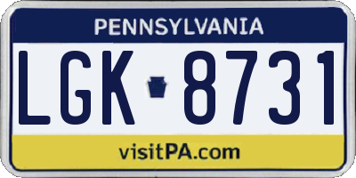 PA license plate LGK8731