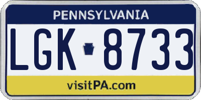 PA license plate LGK8733