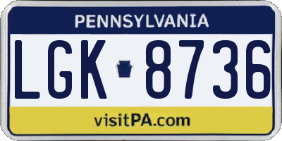 PA license plate LGK8736