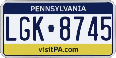 PA license plate LGK8745
