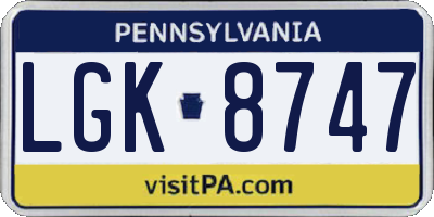PA license plate LGK8747