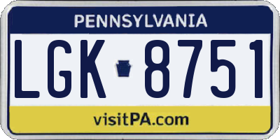 PA license plate LGK8751
