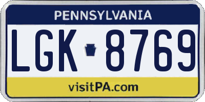 PA license plate LGK8769