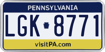 PA license plate LGK8771