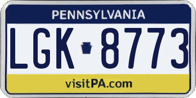 PA license plate LGK8773