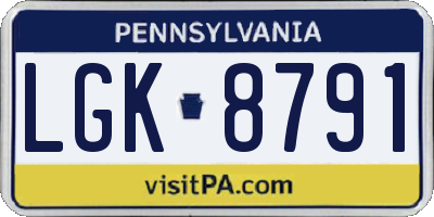 PA license plate LGK8791