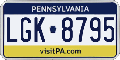 PA license plate LGK8795