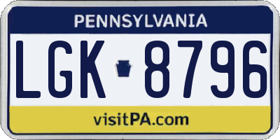 PA license plate LGK8796