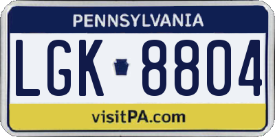 PA license plate LGK8804