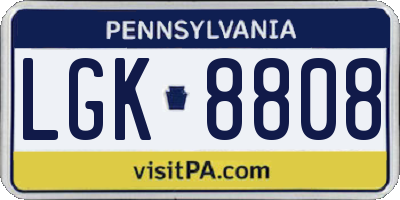 PA license plate LGK8808