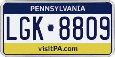 PA license plate LGK8809