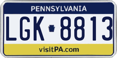 PA license plate LGK8813