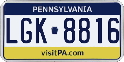 PA license plate LGK8816