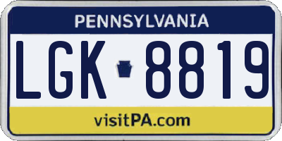 PA license plate LGK8819