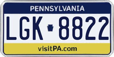 PA license plate LGK8822