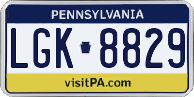 PA license plate LGK8829