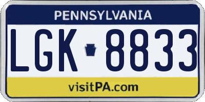 PA license plate LGK8833