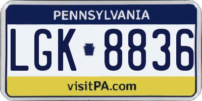 PA license plate LGK8836