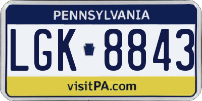 PA license plate LGK8843