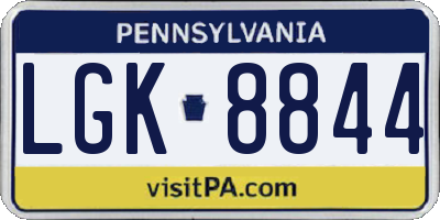 PA license plate LGK8844