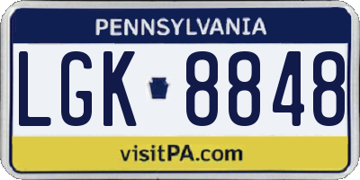 PA license plate LGK8848