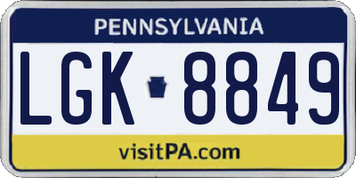 PA license plate LGK8849