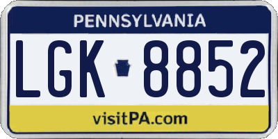 PA license plate LGK8852