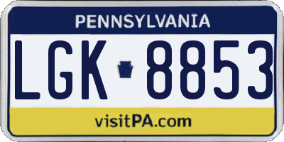 PA license plate LGK8853