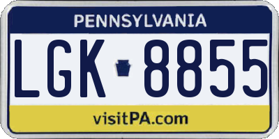 PA license plate LGK8855