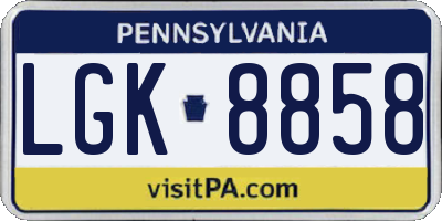 PA license plate LGK8858