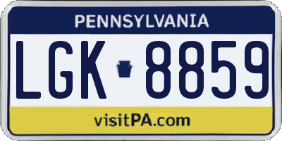 PA license plate LGK8859
