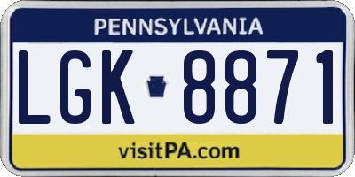 PA license plate LGK8871