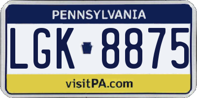 PA license plate LGK8875
