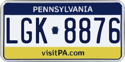 PA license plate LGK8876
