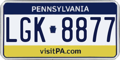 PA license plate LGK8877