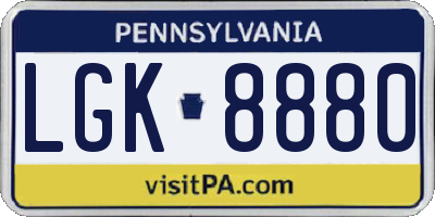 PA license plate LGK8880