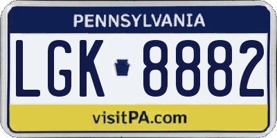 PA license plate LGK8882