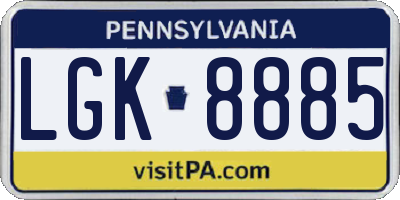 PA license plate LGK8885