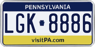 PA license plate LGK8886