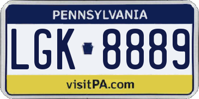 PA license plate LGK8889