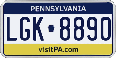 PA license plate LGK8890