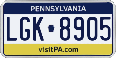 PA license plate LGK8905