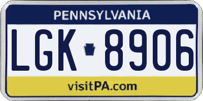 PA license plate LGK8906