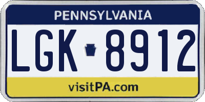 PA license plate LGK8912