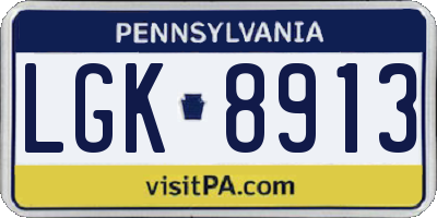 PA license plate LGK8913