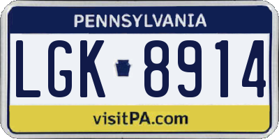 PA license plate LGK8914