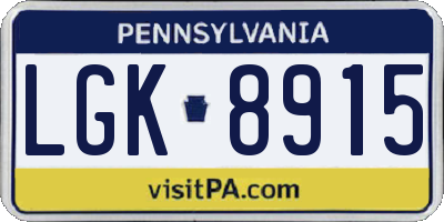 PA license plate LGK8915